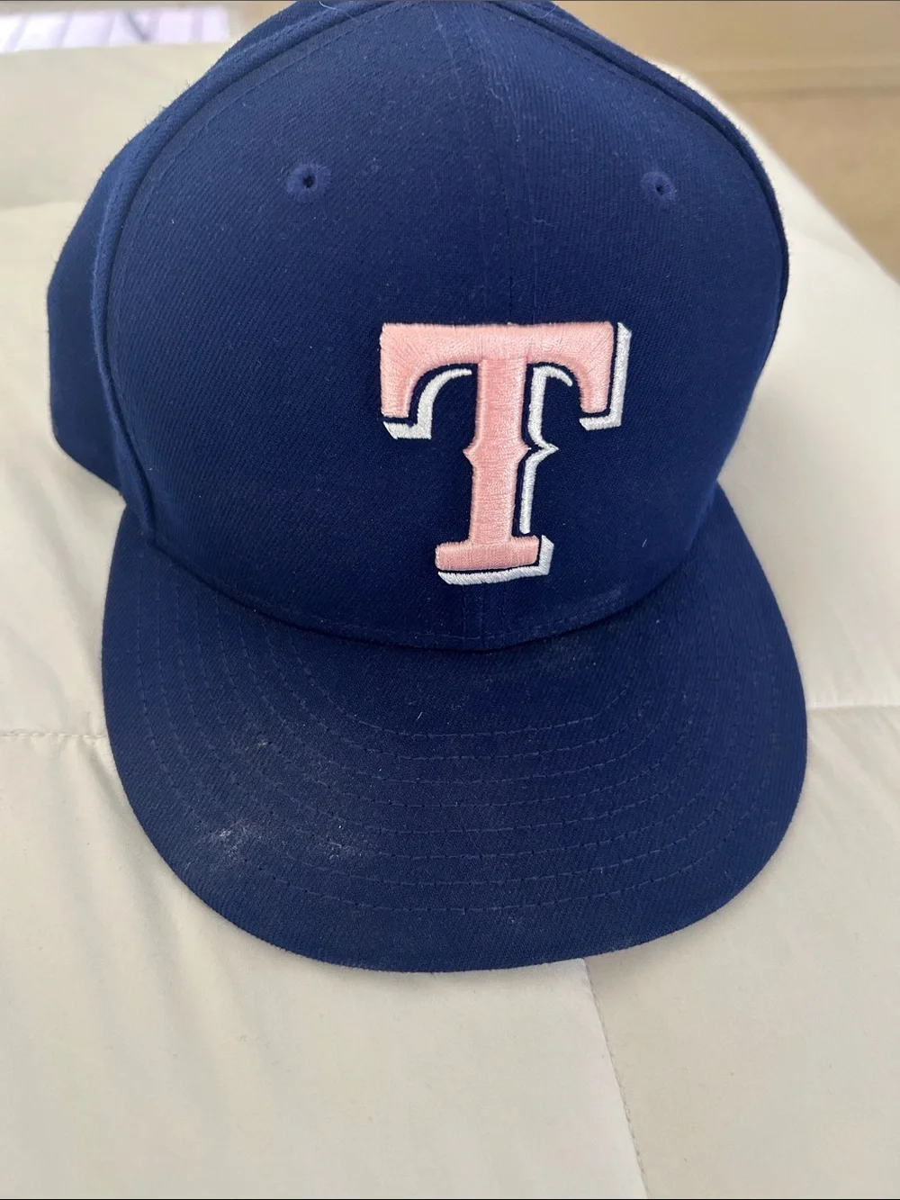 New Era Blue Snapback Cap with Pink Undervisor